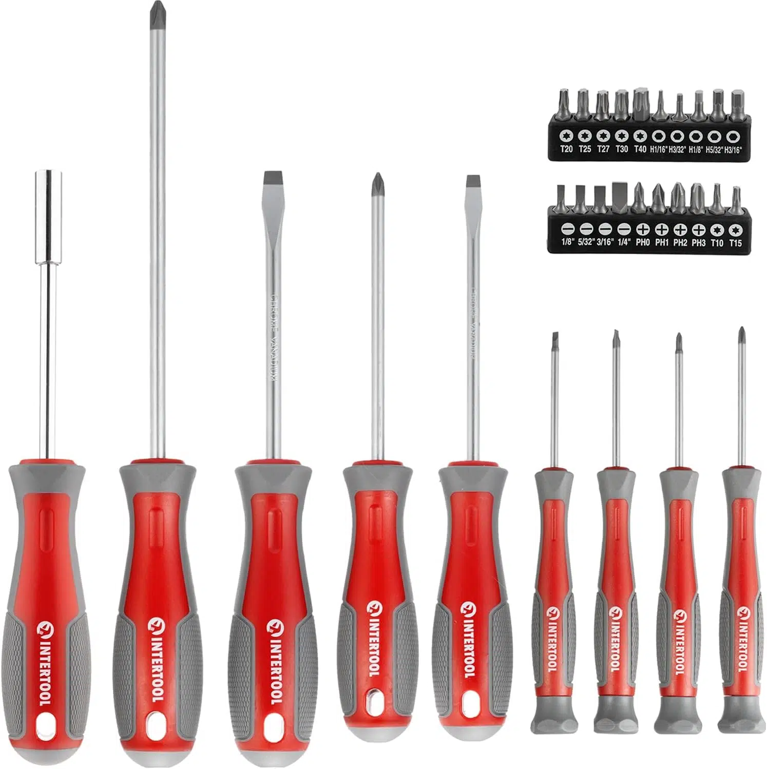 f8b5d21b00ce1cd727136e6386988208.png Screwdriver & Precision Driver Tool Set with Magnetic Tips and Bits - Phillips, Flat Head, Torx, Hex - Cr-V Steel with Cushion Grip Handles VT08-3329 - Image 1