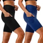 Women'S 2-Pack High Waist Workout Yoga Running Exercise Shorts with Side Pockets