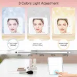 Travel Makeup Bag with LED Mirror, Cosmetic Train Case with Light up Mirror, Portable Makeup Artist Organizer Bag with Adjustable Dividers, Makeup Brush Holder Storage, Pink - Image 5