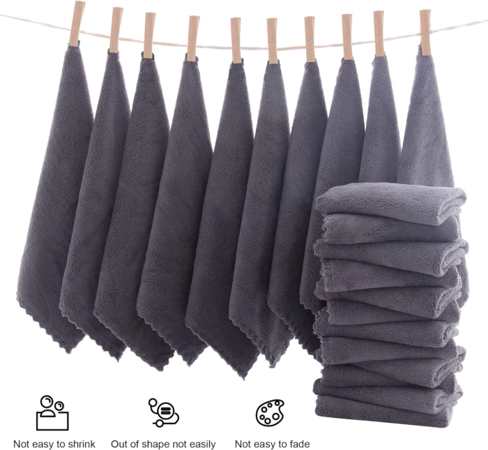 Ultra Soft Premium Washcloths Set - 12 X 12 Inches - 24 Pack - Quick Drying - Highly Absorbent Coral Velvet Bathroom Wash Clothes - Use as Bath, Spa, Facial, Fingertip Towel (Grey) - Image 3