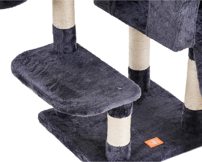 Cat Tree, Cat Tower for Indoor Cats with Scratching Board, Multi-Level Cat Furniture Condo with Feeding Bowl, Smoky Gray HCT010G - Image 8