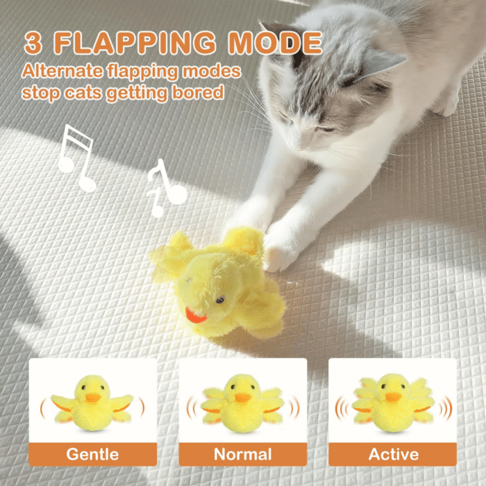 Interactive Cat Toys for Indoor Cats Rechargeable Automatic Chirping Duck Cat Toy with Catnip Auto Beating Wings Cat Toy - Image 5