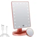 Cosmetic Vanity Mirror, Adjustable LED Light, 1X/10X Magnification, Rose Gold - Image 8
