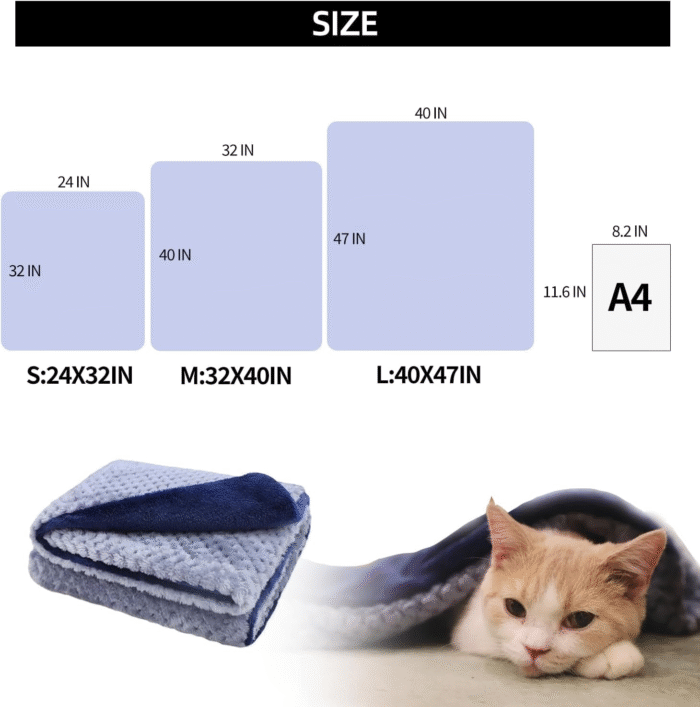 Dog Blankets for Small Dogs & Cats for Couch, Reversible Flannel Blankets for Pets 24X32 Inch,Cat Blankets for Indoor Cats Washable (Blue) - Image 6