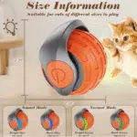 Cat Interactive Ball Toys Rolling Ball Faux Tail Rechargeable Smart Pet Toys Interactive Toys for Indoor Cats（2Pcs)） - Image 3