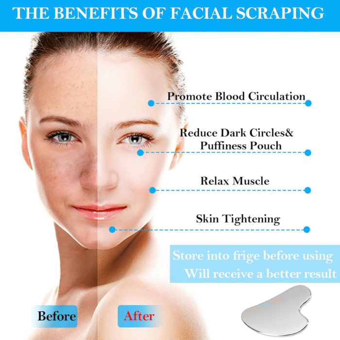 Stainless Steel Facial Roller & Gua Sha,Gua Sha Facial Tools Stainless Steel, Guasha Tool and Face Roller Set - Metal Face Roller, Facial Tension, Sturdy - Image 3