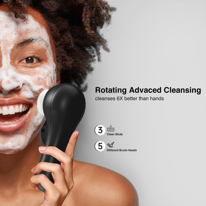 Face Scrubber Exfoliator,Facial Cleansing Brush Rechargeable IPX7 Waterproof with 5 Brush Heads,Electric Face Spin Brush for Exfoliating, Massaging and Deep Cleansing - Image 3