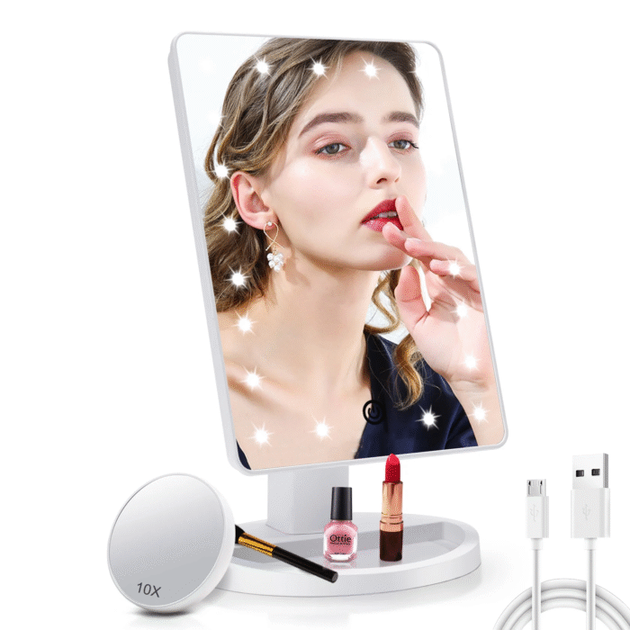 Cosmetic Vanity Mirror, Adjustable LED Light, 1X/10X Magnification, Rose Gold - Image 10