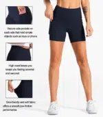 High Waist Yoga Shorts for Women with 2 Side Pockets Tummy Control Running Home Workout Shorts - Image 6