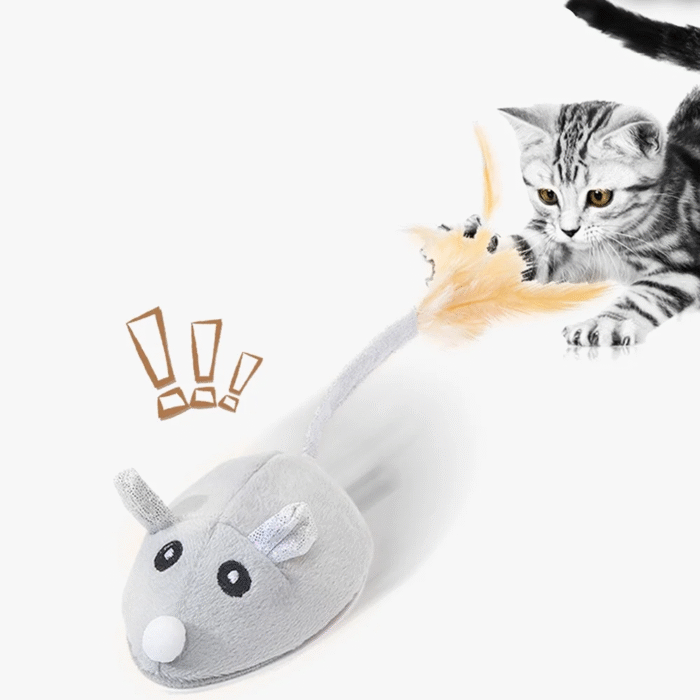 Cat Toys, Electronic Interactive Cat Toys for Indoor Cats, Automatic Cat Toys with Feather Tail, Smart Sensing Mouse Cat Toys with USB Rechargeable for Kitten Indoor Outdoor Activity - Image 1