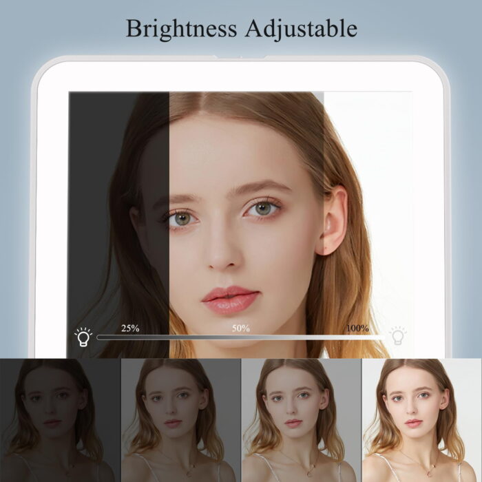 Dimmable LED Lighted Travel Makeup Mirror, Portable Foldable Vanity Mirror - Image 5