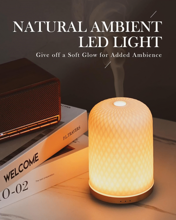 Essential Oil Diffuser,110Ml Diffusers for Essential Oils Large Room, Ceramic Diffusers USB Powered Decorative Ultrasonic Defuzzer, Ideal for Aesthetic Home,Dorm Décor, Yoga,White - Image 8