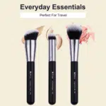 Makeup Brushes 3Pcs Foundation Contour Bronzer Brush,Concealer Brush,Blusher Powder Brush, Face Kabuki Travel Buffing Stippling Liquid Blending Makeup Brush Set Black - Image 7