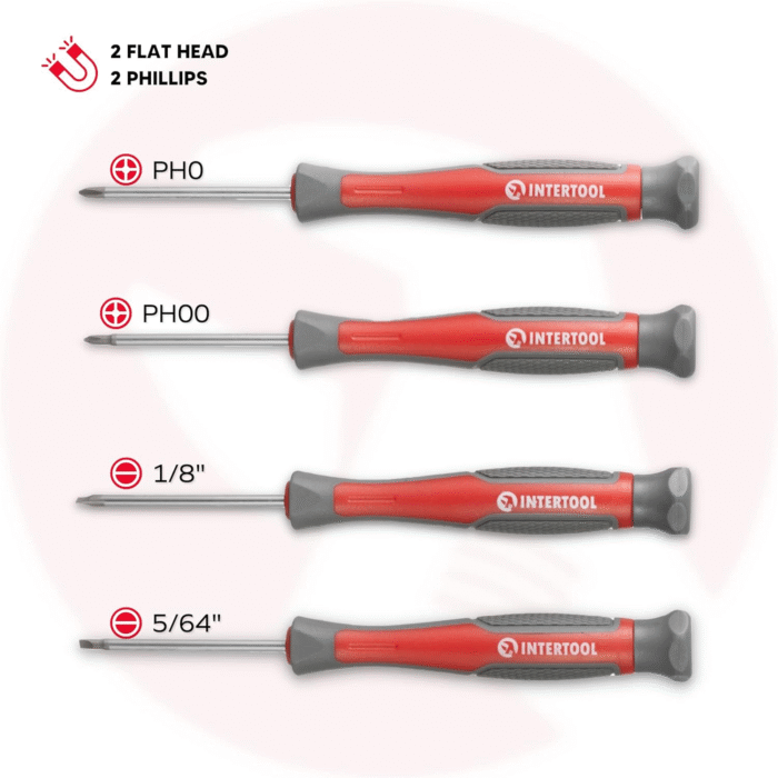 Screwdriver & Precision Driver Tool Set with Magnetic Tips and Bits - Phillips, Flat Head, Torx, Hex - Cr-V Steel with Cushion Grip Handles VT08-3329 - Image 4
