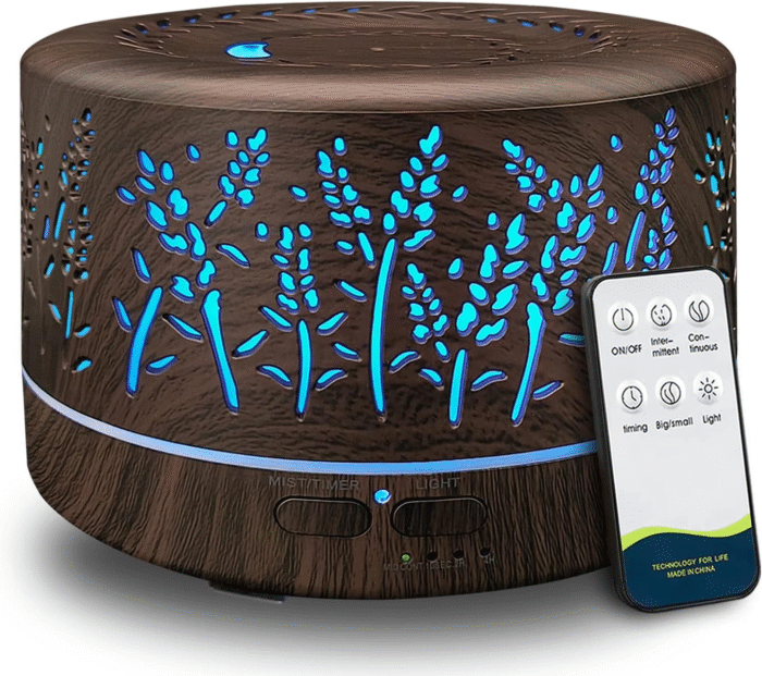 Diffusers for Essential Oils Large Room 600Ml,Essential Oil Diffusers for Home with R/C,Cool Mist Humidifier,7 Colors Lights & 3 Mist Mode Waterless Auto off for Office - Image 1