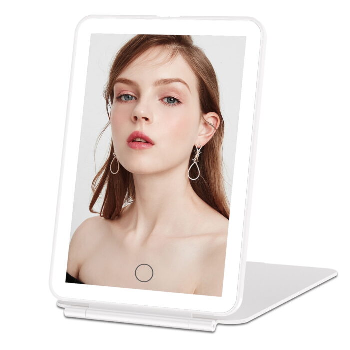Dimmable LED Lighted Travel Makeup Mirror, Portable Foldable Vanity Mirror - Image 8