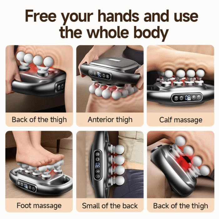 16-Head Deep Tissue Massage Gun with 30 Levels & 30 Modes, Red Light Therapy, Quiet Percussion Massager for Back, Shoulders, Legs, and Muscle Pain Relief,Relieve Fascial Inflammation Gift White Grey - Image 4