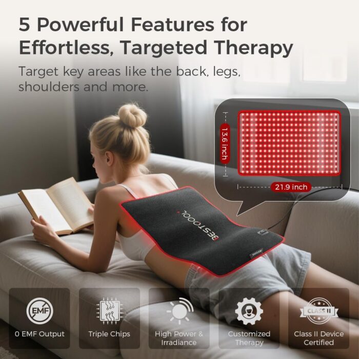 Red Light Therapy for Body, Dual Chip 660Nm 850Nm Red near Infrared Light with Timer, Large Pads Belt Wearable Wrap, Infrared Light Therapy for Muscle Back Waist Pain. 43W - Image 6