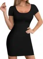 Women'S Summer Bodycon Dress Short Sleeve Scoop Neck Sexy Casual Stretchy T Shirt Mini Dresses - Image 6