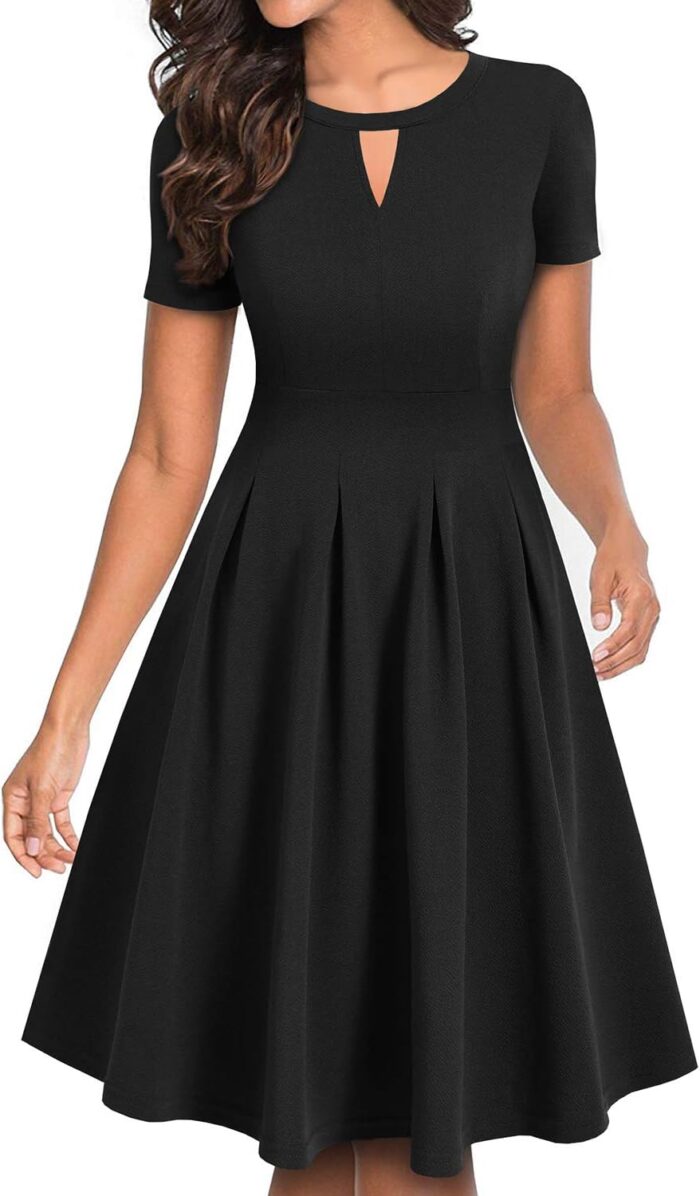 Women'S Vintage Floral Flared A-Line Swing Casual Party Dresses with Pockets - Image 5