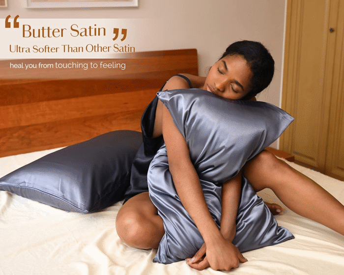 Satin Pillowcase, Silk Pillow Cases for Hair and Skin with Zipper, Queen Pillow Cases Set of 2 for 20"X30", Exquisite Packaging for Women Men - Image 2