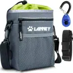 Dog Treat Pouch - 3 Ways to Wear Dog Treat Bag, Dog Training Treat Pouches for Pet Training with Clicker, Shoulder Strap, Adjustable Belt, Poop Bag Dispenser, Easily Carrying Kibble Snacks Pet Toys