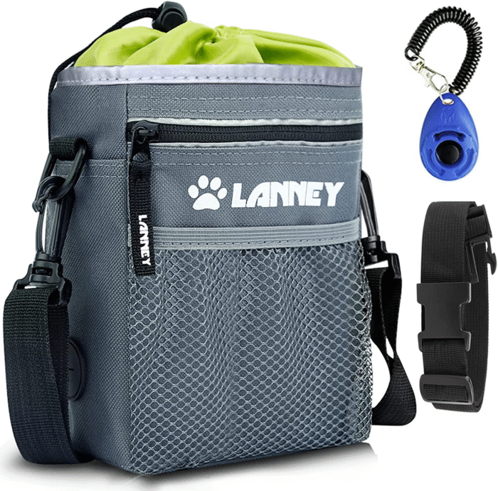 Dog Treat Pouch - 3 Ways to Wear Dog Treat Bag, Dog Training Treat Pouches for Pet Training with Clicker, Shoulder Strap, Adjustable Belt, Poop Bag Dispenser, Easily Carrying Kibble Snacks Pet Toys - Image 1