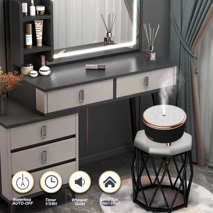 Diffusers for Essential Oils Large Room, 500Ml Aromatherapy Diffuser Cool Mist Humidifier with Remote Control,7 Colors Lights & 3 Mist Mode Waterless Auto off for Women Office Home Black - Image 2