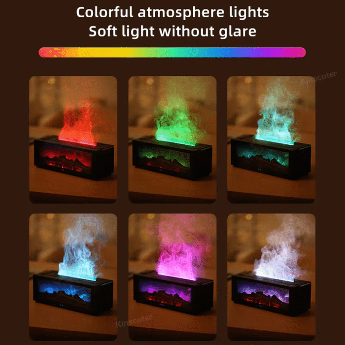 Colorful Flame Fireplace Aroma Diffuser 150Ml Waterless Auto-Off Air Humidifier with Timer Remote Control for Home Bedroom Gift - Image 3