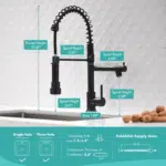 Kitchen Faucet,Kitchen Faucets with Pull down Sprayer  Commercial Style Single Handle Matte Black Kitchen Faucet with Sprayer - Image 4