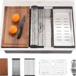 33 Inch Drop in Kitchen Sink Workstation -  33X22 Inch Topmount Single Bowl Workstation 16 Gauge Stainless Steel Drop-In Sinks,Round Corner Basin for Kitchen with Accessories