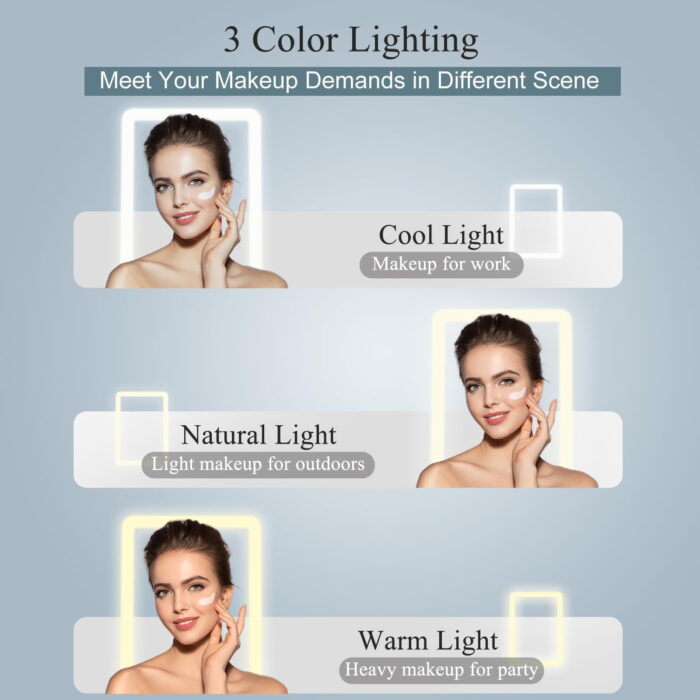 Dimmable LED Lighted Travel Makeup Mirror, Portable Foldable Vanity Mirror - Image 3