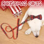 Christmas Buffalo Dog Collar and Leash Set, Classic Plaid Collar with Removable Bowtie and Matching Leash for Large Dogs - Image 3
