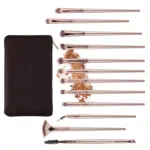 Eye Makeup Brushes,12 PCS Professional Eye Shadow, Concealer, Eyebrow, Foundation, Powder Liquid Cream Blending Brushes Set with Carrying Bag(Champagne Gold) - Image 3