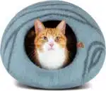 Cat Cave – Premium Felt Cat Bed for Indoor Cats, Handmade 100% Merino Wool (Aquamarine, Medium) - Image 8