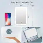 Dimmable LED Lighted Travel Makeup Mirror, Portable Foldable Vanity Mirror - Image 5
