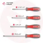Screwdriver & Precision Driver Tool Set with Magnetic Tips and Bits - Phillips, Flat Head, Torx, Hex - Cr-V Steel with Cushion Grip Handles VT08-3329 - Image 3