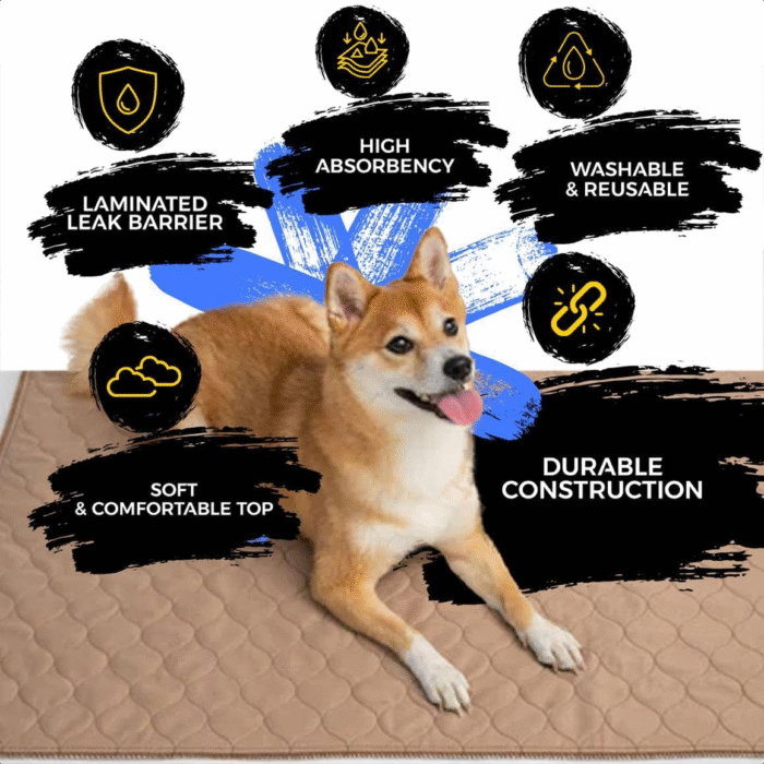 Reusable Dog Pee Pads - Dogs Waterproof Training Pads - Washable & Sanitary - Rounded Corners - Laminated, Lightweight, Durable - Pet Essentials Puppy Training, Whelping - 60" X 60" - Image 3