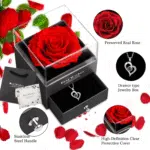 Preserved Red Real Rose with Heart I Love You Necklace，Eternal Flowers Rose Birthday Gifts for Women Her Mom Wife Girlfriend Grandma on Valentines Mothers Day Christmas Anniversary Romant - Image 4