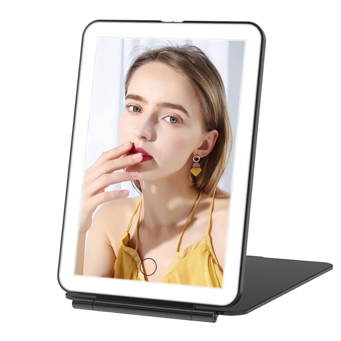 Dimmable LED Lighted Travel Makeup Mirror, Portable Foldable Vanity Mirror - Image 9