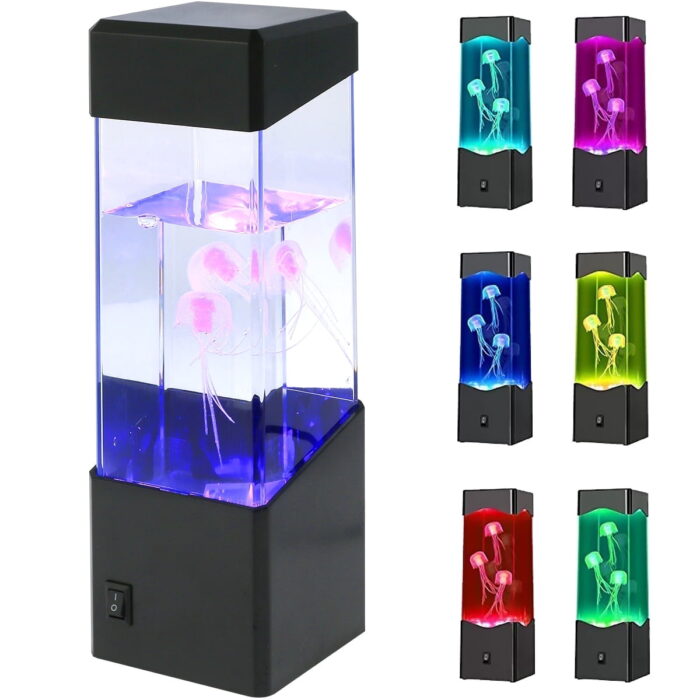 3.12" Jellyfish Battery Powered Lava Lamp, Multicolored Liquid - Image 1