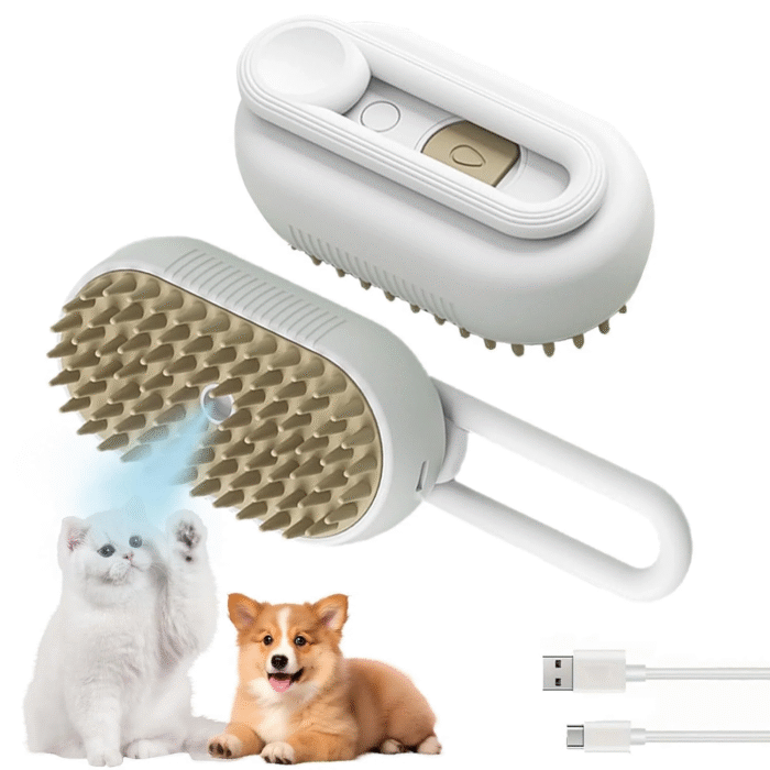 Cat Steam Brush for Shedding with Foldable Handle for Short/Long Haired Pets Spritz Defur Comb for Cats Pet Spray Hair Removal Comb Grooming Tool for Hair Removal & Massage - Image 1