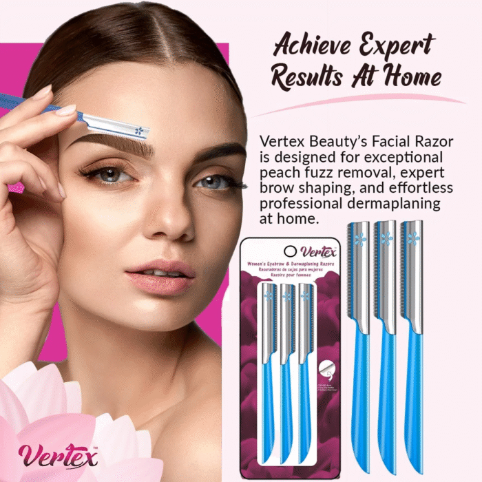 Beauty Womens Face Razor for Peach Fuzz Removal Facial Hair Shaver Dermaplaning Tool Women Travel Trimmer to Remove Fine Hair Blue Eyebrow Razors Remover Dermaplane Exfoliating Sensitive Skin - Image 3