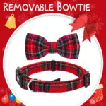 Christmas Buffalo Dog Collar and Leash Set, Classic Plaid Collar with Removable Bowtie and Matching Leash for Large Dogs - Image 5