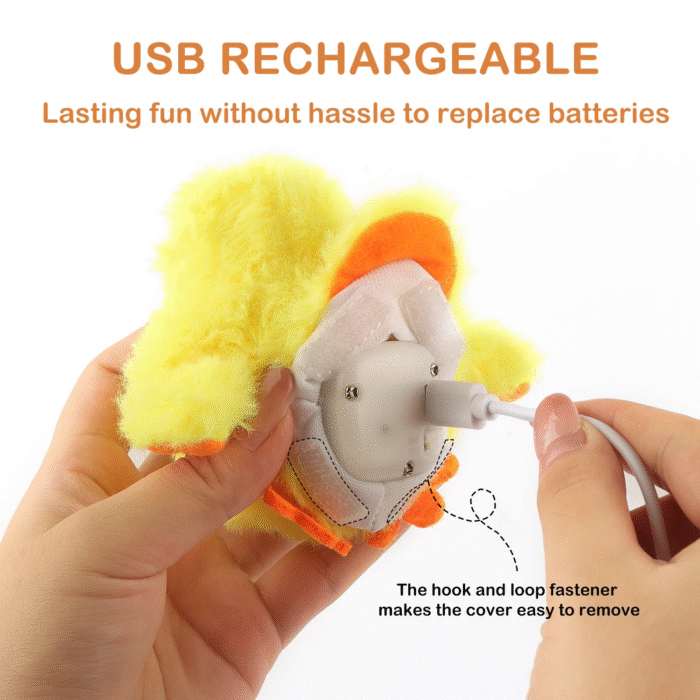 Interactive Cat Toys for Indoor Cats Rechargeable Automatic Chirping Duck Cat Toy with Catnip Auto Beating Wings Cat Toy - Image 4