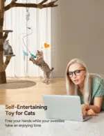 Interactive Cat Toys for Indoor Cats, 2 in 1 Automatic Laser Teaser Cat Toy, USB Rechargeable Self Play Toy for Cats and Kittens, White - Image 3