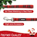 Christmas Buffalo Dog Collar and Leash Set, Classic Plaid Collar with Removable Bowtie and Matching Leash for Large Dogs - Image 4