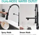 Kitchen Faucet,Kitchen Faucets with Pull down Sprayer  Commercial Style Single Handle Matte Black Kitchen Faucet with Sprayer - Image 2
