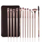 Eye Makeup Brushes,12 PCS Professional Eye Shadow, Concealer, Eyebrow, Foundation, Powder Liquid Cream Blending Brushes Set with Carrying Bag(Champagne Gold)