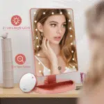 Cosmetic Vanity Mirror, Adjustable LED Light, 1X/10X Magnification, Rose Gold - Image 6